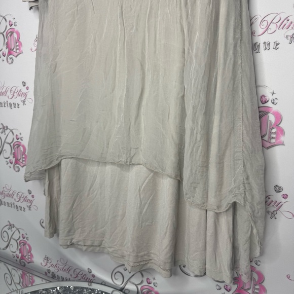 Angela Mara Italy dress grey tiered mesh with under slip soft buttery luxe - Picture 11 of 11